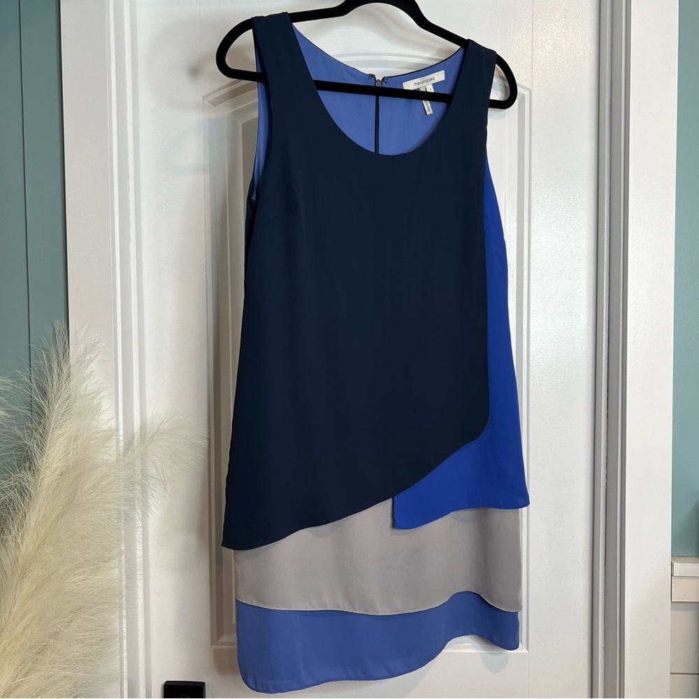 Max & Cleo Blue Night ‘Haley’ Layers Lined Sleeveless‎ Mini Dress. Size 8.